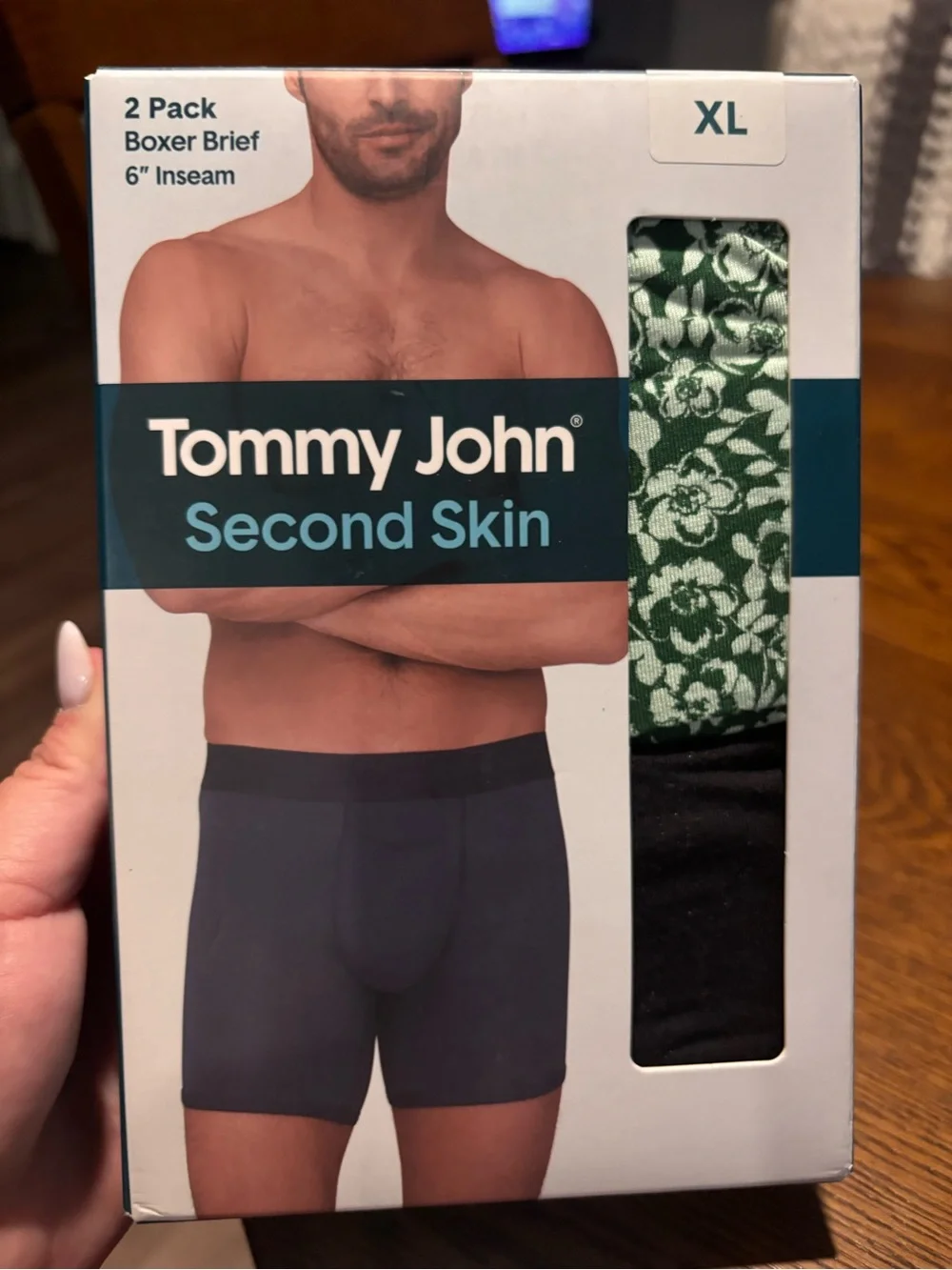 Tommy John Second Skin Boxer Briefs - Green Floral & Black (XL)